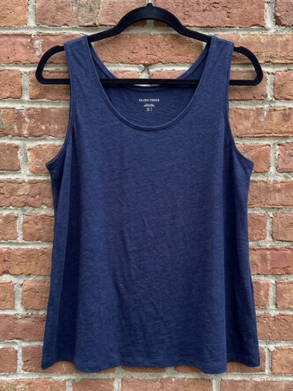 Eileen Fisher Organic Linen Blue Scoop Neck Tank Top